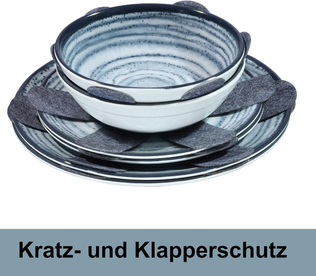 Melamin Geschirr Set Schiefer 4 Personen Blau Wohnwagen Camping Picknick 12 Teile - Geschirr, 12 Tei