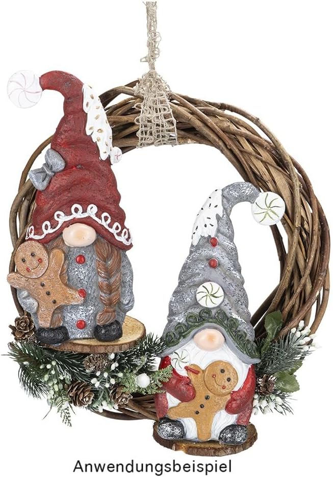Ideen mit Herz Deko-Figuren Wichtel | Paar mit Lebkuchenmännchen | Dekoration für drinnen &amp; draussen