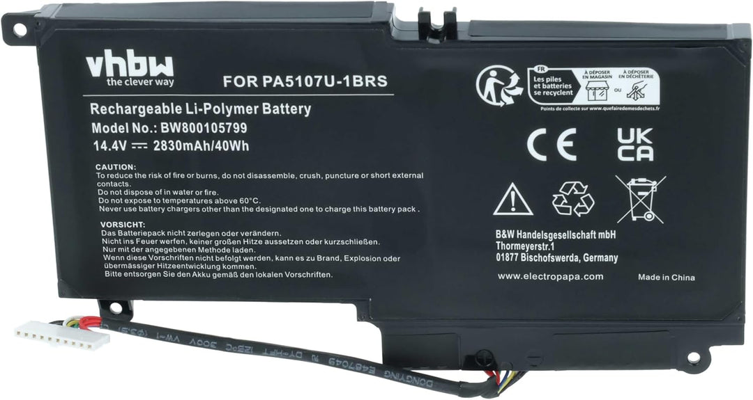 vhbw Akku kompatibel mit Toshiba Satellite P50-B-118, P50-B-119, P50-B-11G, P50-B-11L, P50-B-11P Not