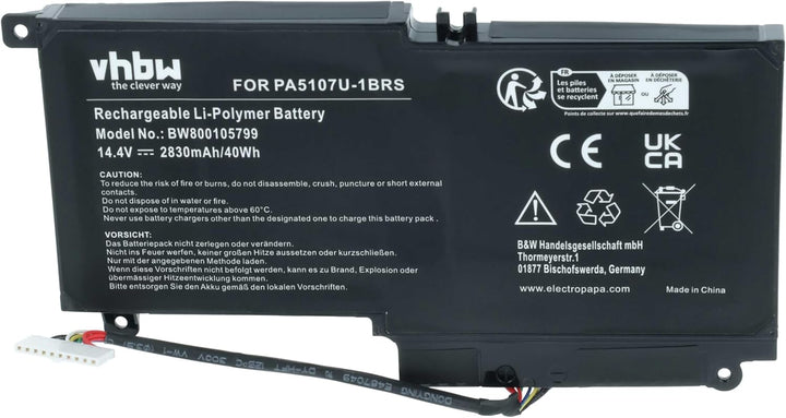 vhbw Akku kompatibel mit Toshiba Satellite P50-B-118, P50-B-119, P50-B-11G, P50-B-11L, P50-B-11P Not