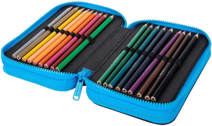 COOLPACK XXL Federtasche, federmäppchen Junge, Federmappe Federmäppchen gross 44-teilig mit Aufnäher