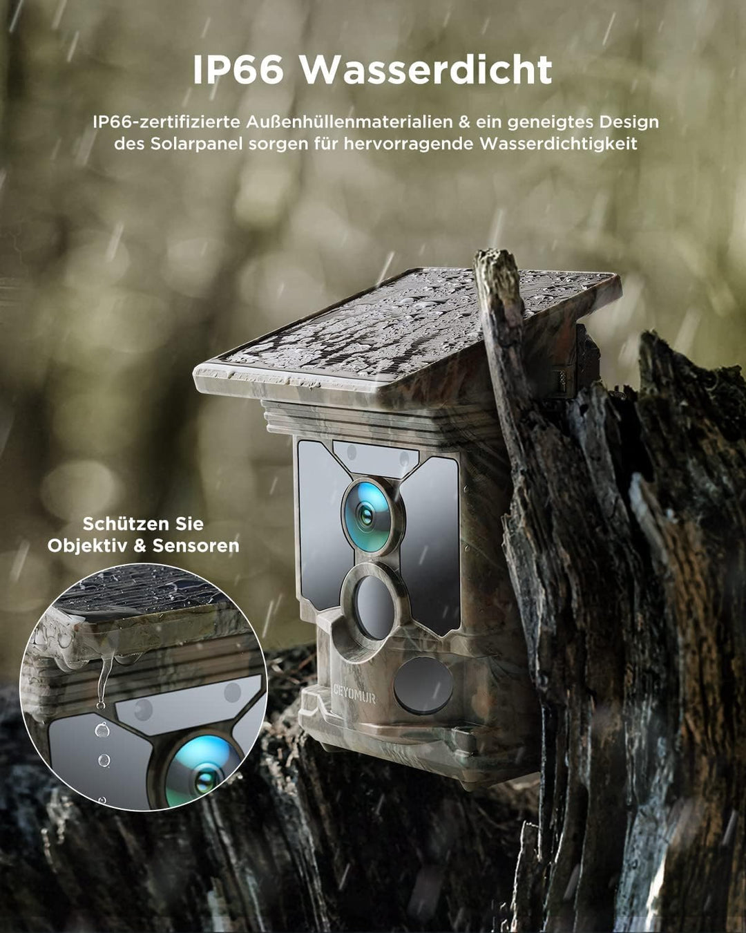 CEYOMUR Solar Wildkamera mit Handyübertragung App, 4K 68MP Wildkamera WLAN | Klare Nachtsicht, 120°