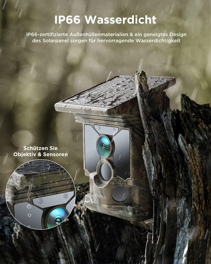 CEYOMUR Solar Wildkamera mit Handyübertragung App, 4K 68MP Wildkamera WLAN | Klare Nachtsicht, 120°