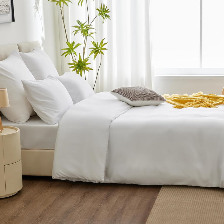 WAVVE Bettwäsche 240x260 3 teilig Weiss - Bettbezug 260 x 240 Set mit Kissenbezüge 65x65 cm, Bettwäs