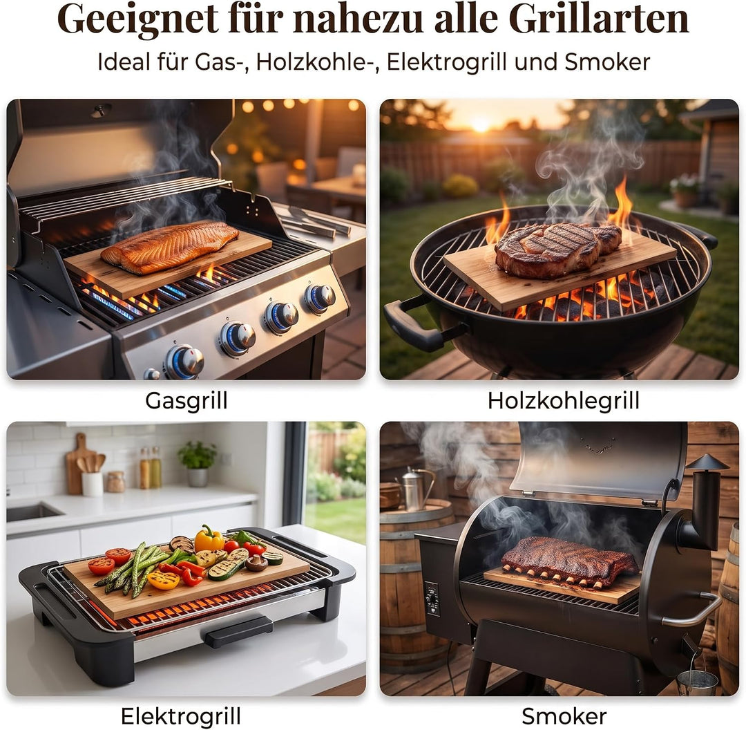 Campingman XXL Räucherbretter Aroma Grillbretter aus Hickoryholz, Grillplatte für Gas-, Kohle- und E