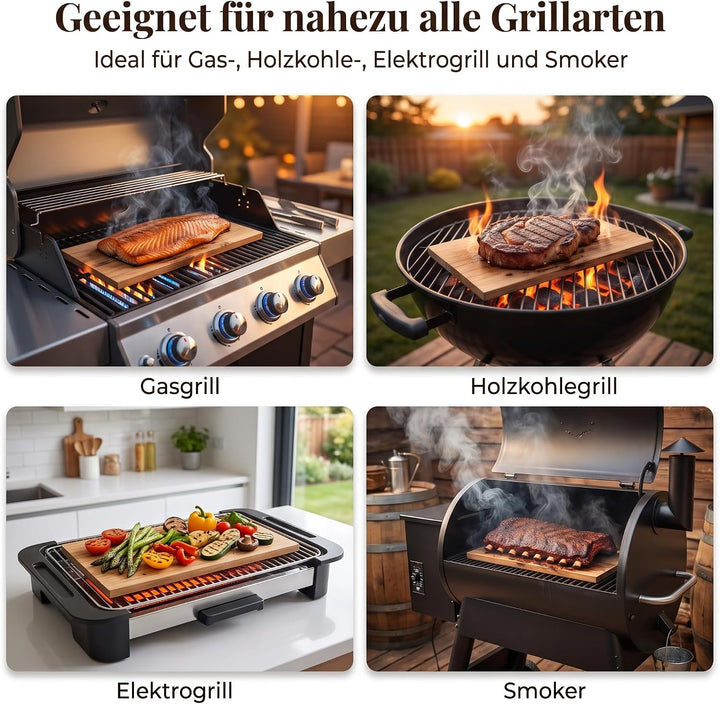 Campingman XXL Räucherbretter Aroma Grillbretter aus Hickoryholz, Grillplatte für Gas-, Kohle- und E
