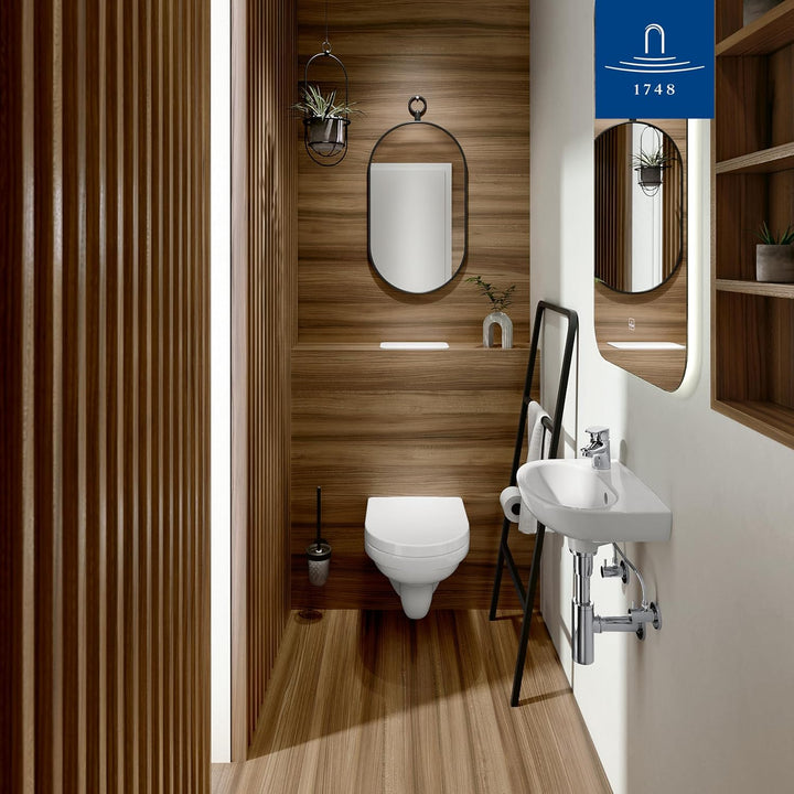 Villeroy & Boch O.novo WC-Sitz, Toilettendeckel mit Scharnieren aus Edelstahl, Toilettensitz aus bru