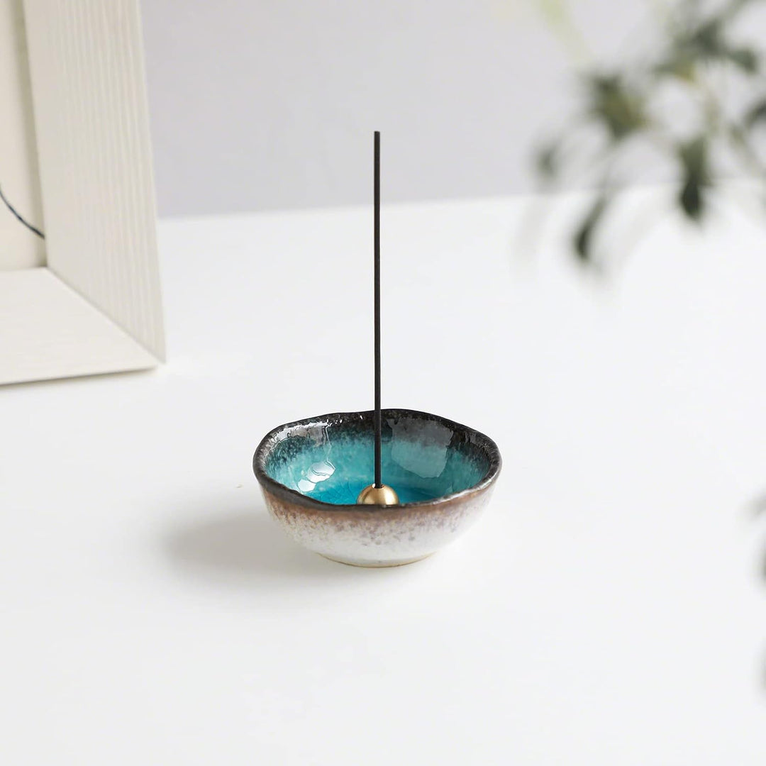 Asayu Japan Mini Räucherstäbchenhalter für Stäbchen 8.3cm, Traditioneller Made in Japan Keramik-Asch