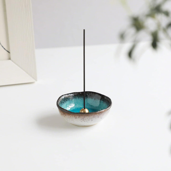 Asayu Japan Mini Räucherstäbchenhalter für Stäbchen 8.3cm, Traditioneller Made in Japan Keramik-Asch