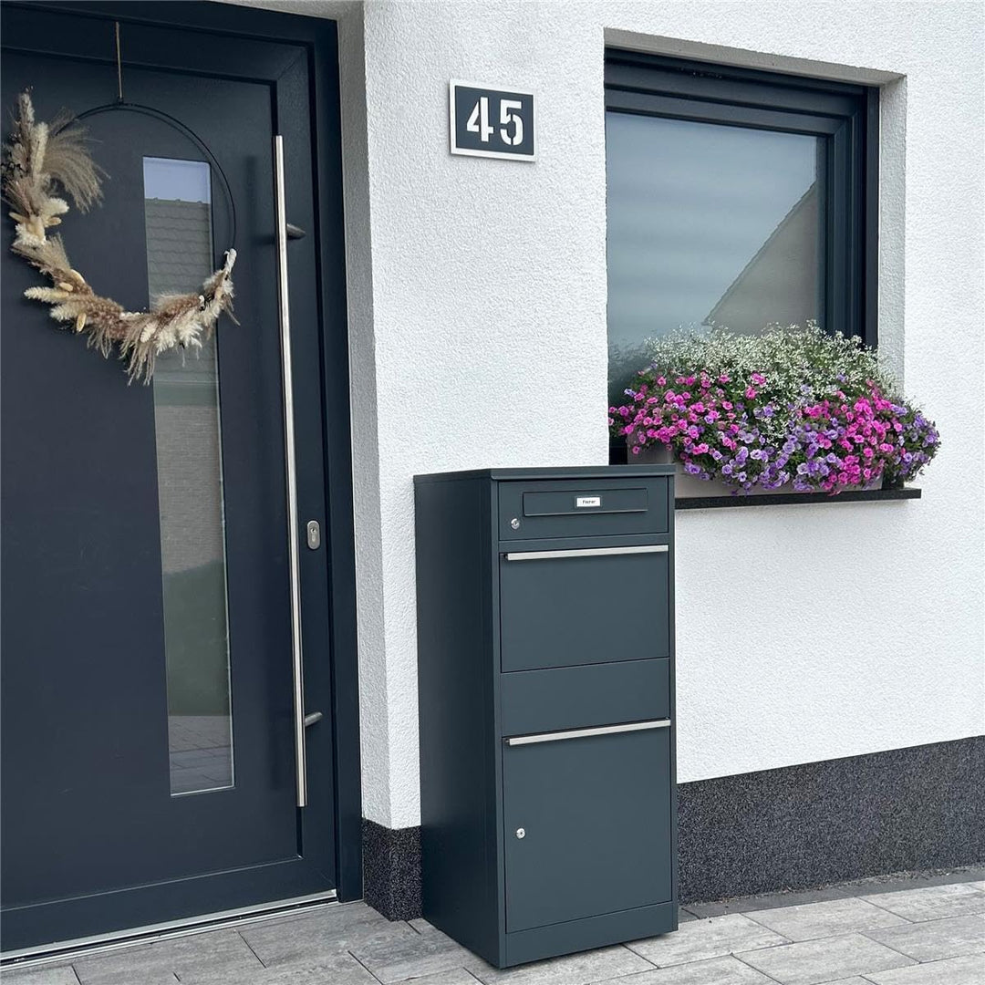 Metzler Briefkasten und Paketbox rostfrei und massiv, paketbox draussen gross XXL, Standbriefkasten
