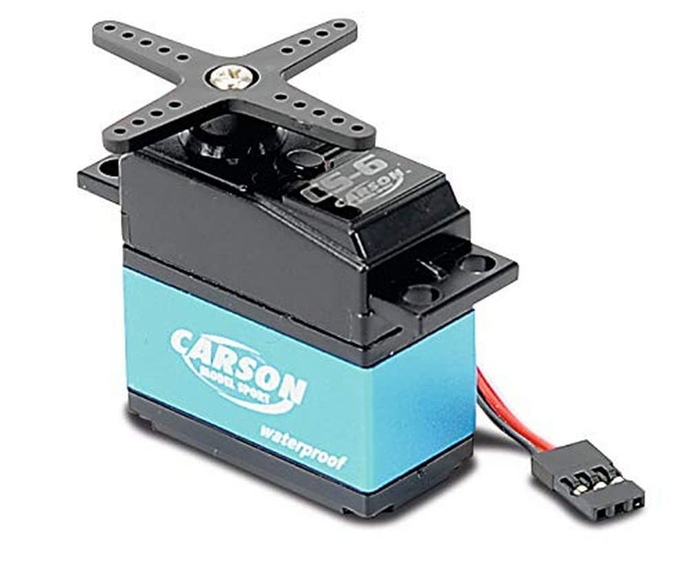 Carson 500502041 - Servo CS-6 Waterproof MG/ 6kg / JR, Blau CS-6 6kg/JR Stecker (waterproof), CS-6 6