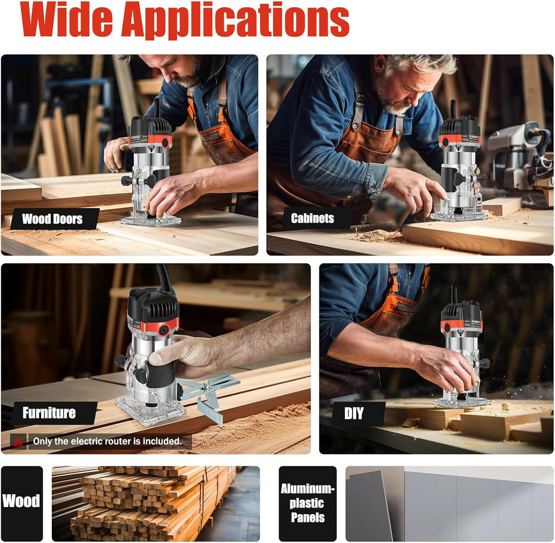 800W Oberfräse Professional Kantenfräse Holzfräse Holzwerkzeug Elektrische Einhandfräse 6,35mm Einha