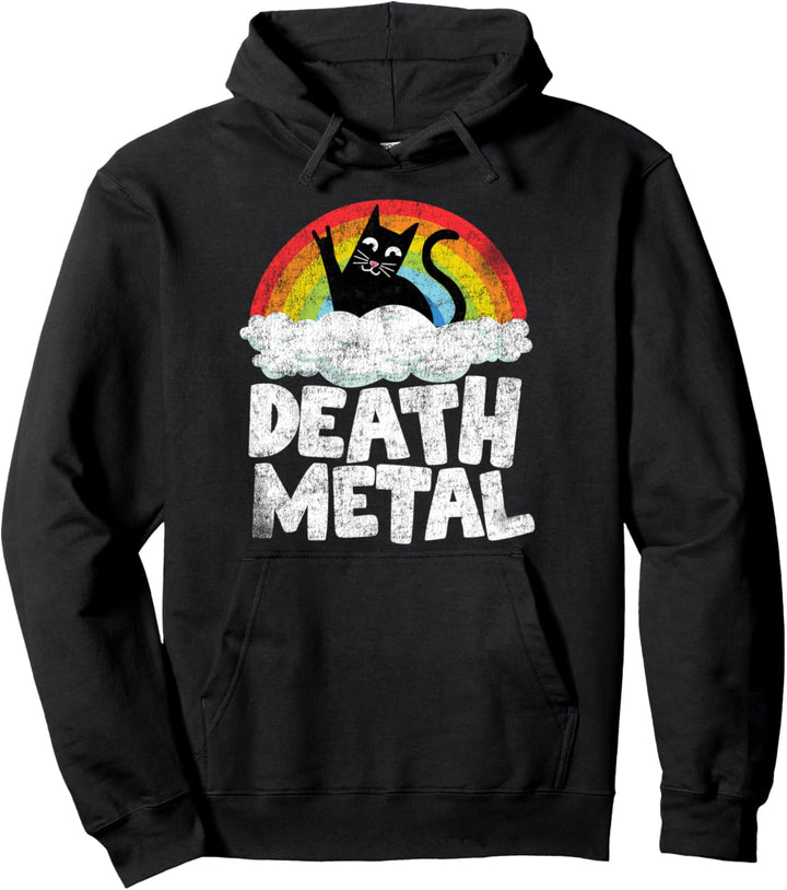Death Metal Katze Retro Regenbogen Metalfan Heavy Metal Pullover Hoodie