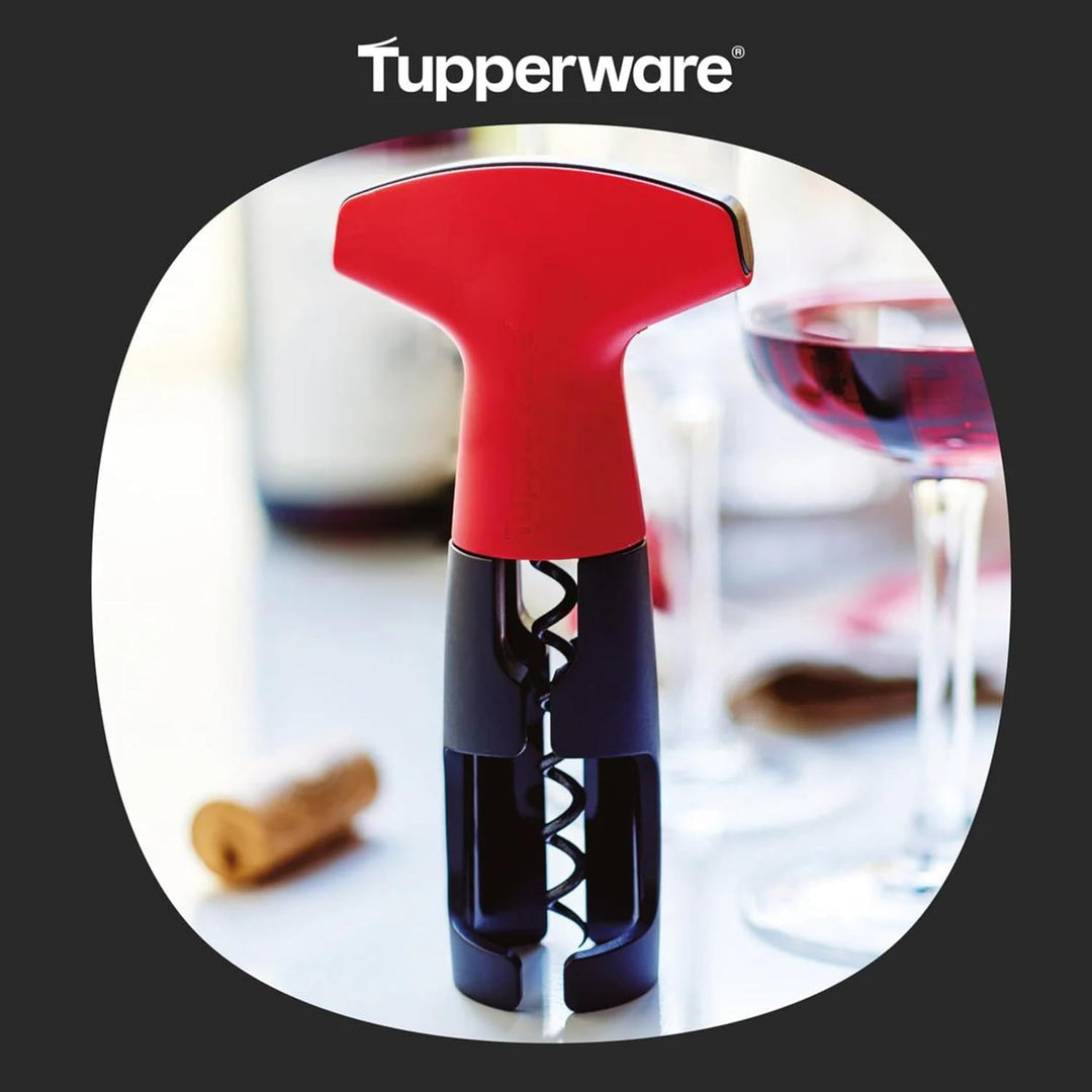 TUPPERWARE Küchenhelfer Öffner Flaschengeist rot-schwarz D144 Korkenzieher 15260