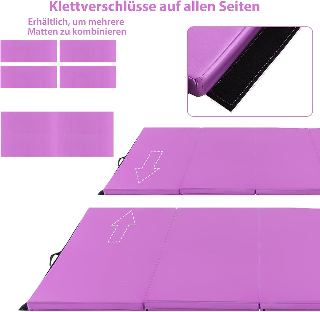 GOPLUS Turnmatte klappbar, 240x116x5cm Weichbodenmatte mit Tragegriffen & Klettverschlüssen, Gymnast