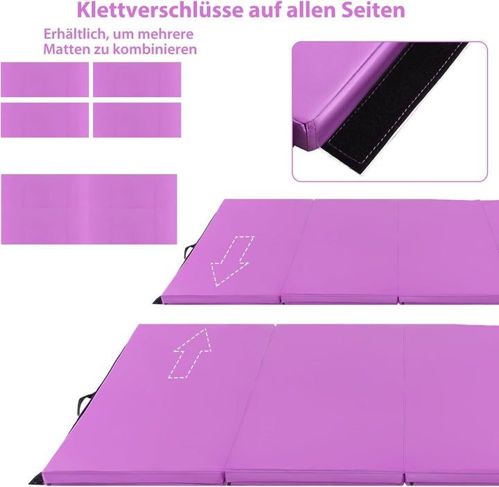GOPLUS Turnmatte klappbar, 240x116x5cm Weichbodenmatte mit Tragegriffen & Klettverschlüssen, Gymnast