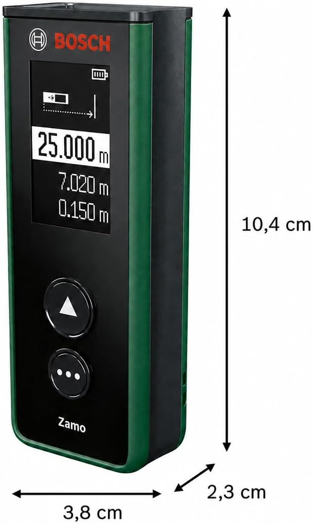Bosch Zamo Laser‑Entfernungsmesser Set, 40 m Reichweite, USB‑C, speichert 10 Werte, inkl. Linien‑/Ra