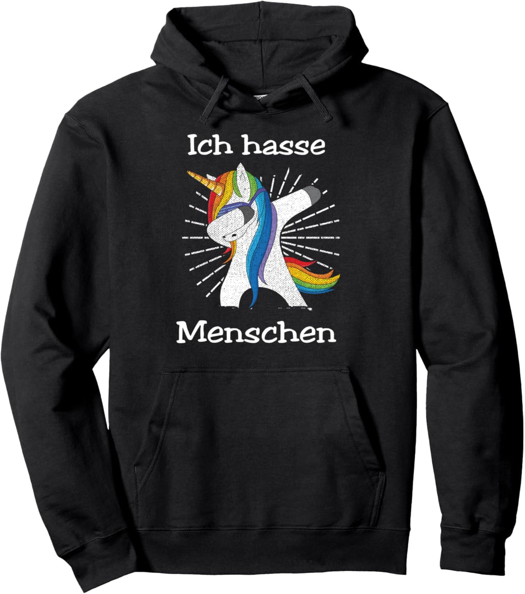 Lustiges Ich hasse Menschen TShirt Einhorn Geschenk Pullover Hoodie