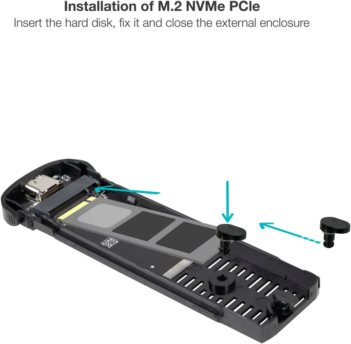 TOOQ TQE-2201B – Externes Gehäuse für M.2 NVMe SSD, Aluminium, Schwarz