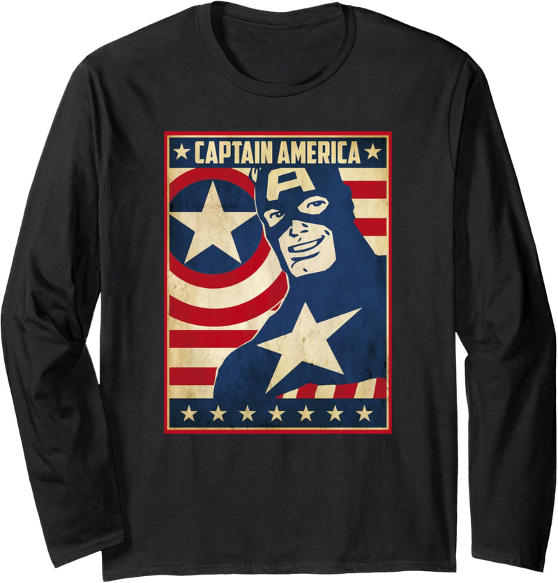 Marvel Comics Vintage Captain America Patriot Poster Langarmshirt