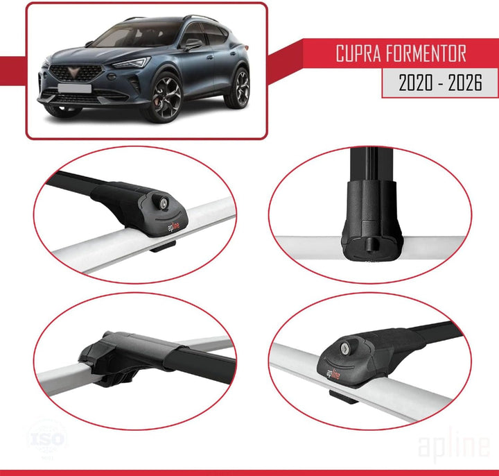 Apline Kompatibel mit Cupra Formentor 2020-2024 Relingträger ACE-1 Dachträger Gepackträger SCHWARZ
