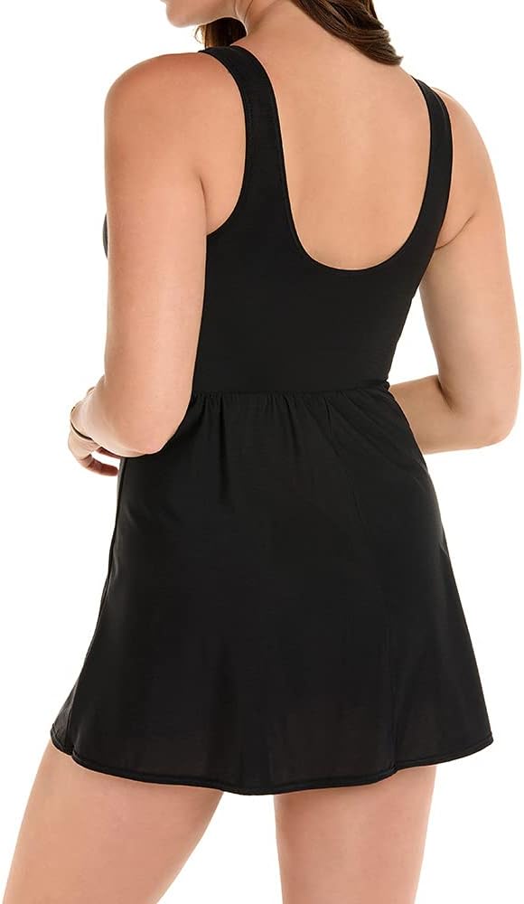 Miraclesuit Women's Swimwear DD-Cup Solid Marais Tummy Control V-Neckline Soft Cup Swimdress