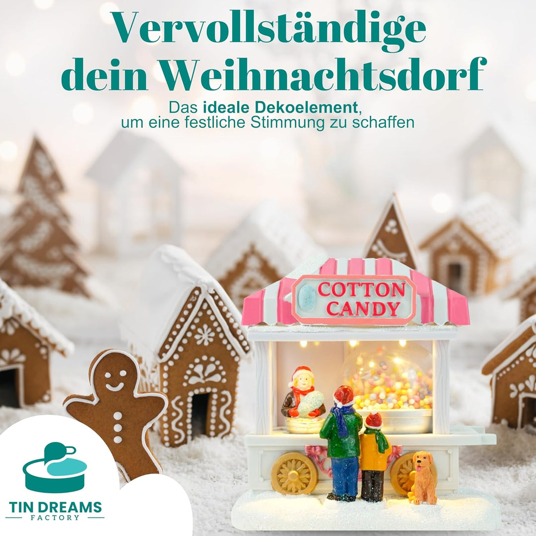 TIN Dreams Factory Weihnachtsdorf mit Beleuchtung, Beleuchtetes Zubehör, Kunstvolle Deko für Figuren
