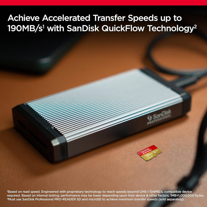 SanDisk Extreme microSDXC UHS-I Speicherkarte 128 GB + Adapter (Für Smartphones, Actionkameras und D