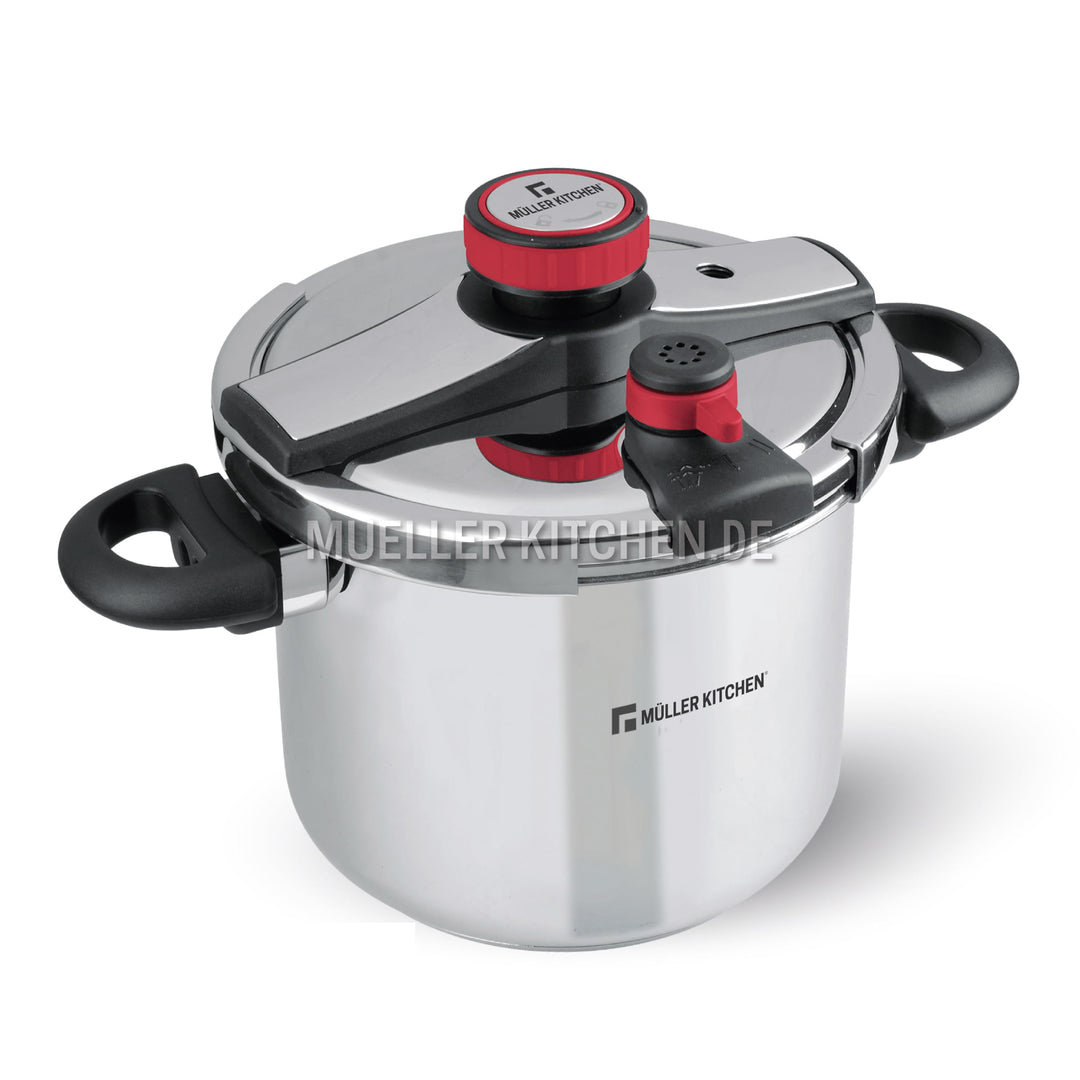 Muller Kitchen Schnellkochtopf (Edelstahl, Induktionsboden, Druckanzeige) (6 l) 6 Liter, 6 Liter