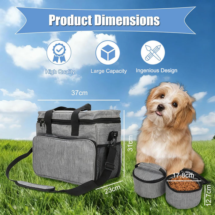 Hunde Reisetasche Grosse Hundetasche, Reisetasche für Hunde Organizer für Tierbedarf mit 2 Futterbeh