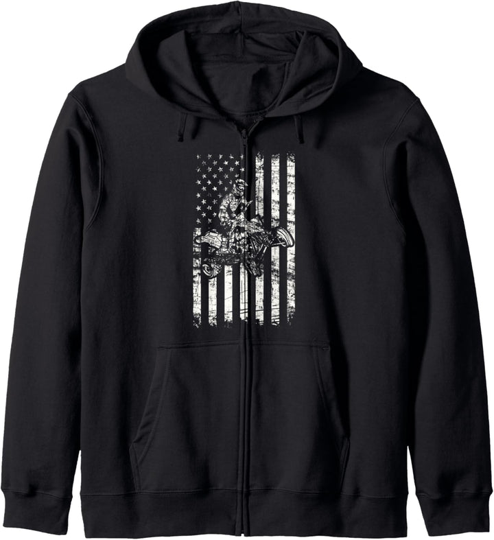 USA Flagge Cooles ATV Four Wheeler Offroad Quad Bike Kapuzenjacke