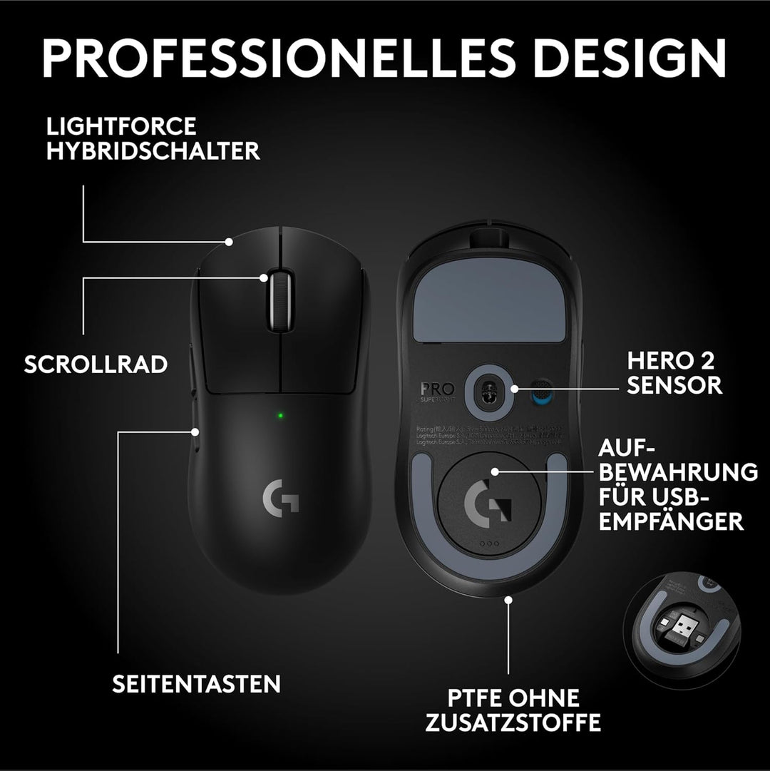 Logitech G PRO X Superlight 2 SE kabellose Gaming-Maus, 60 g Pro-Grade-Maus mit 5 programmierbaren T