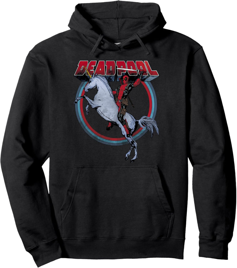 Marvel Deadpool Riding A Unicorn Circle Pullover Hoodie