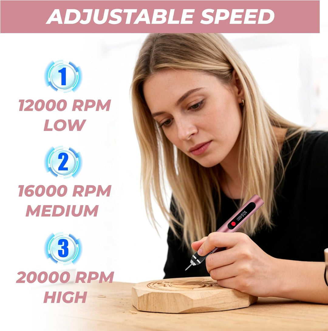 Flintronic Gravierstift, Kabelloser Elektrischer Gravierstift mit 30 Bits, Mini Gravierwerkzeug 3-Ga