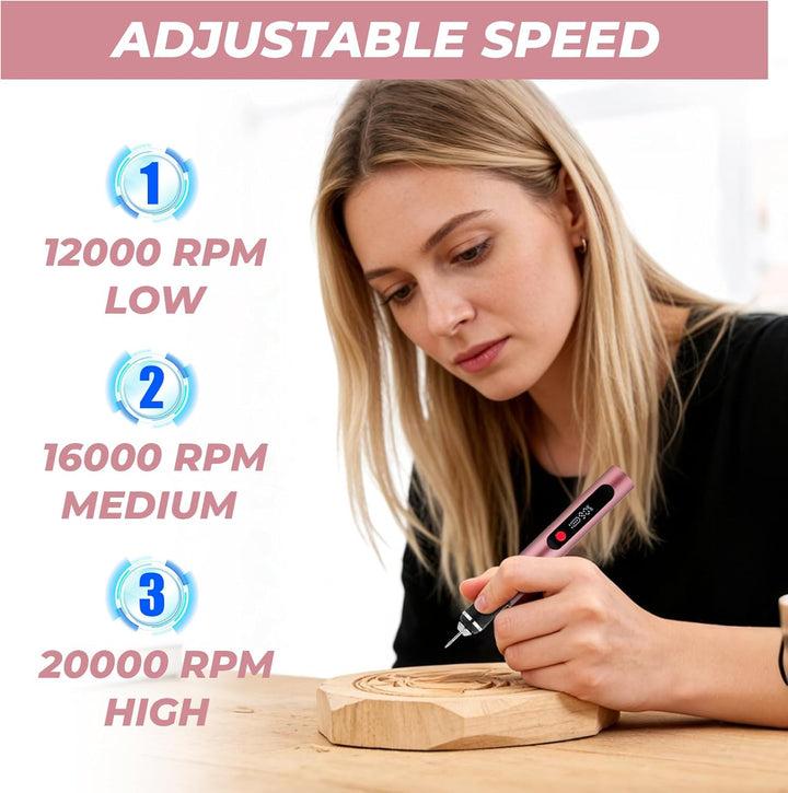 Flintronic Gravierstift, Kabelloser Elektrischer Gravierstift mit 30 Bits, Mini Gravierwerkzeug 3-Ga