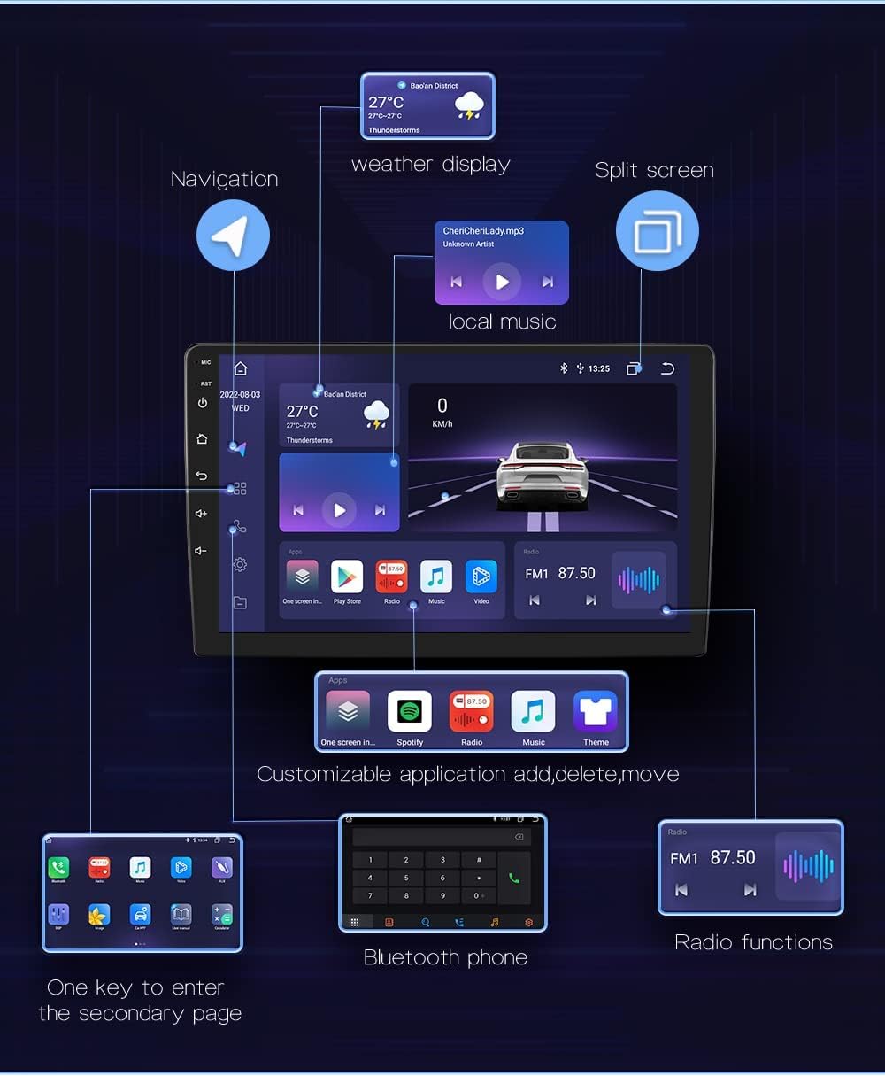 hizpo 9 Zoll Touchscreen Autoradio Kompatibel mit FIAT 500X 2014-2020 mit Carplay/Android Auto Bluet