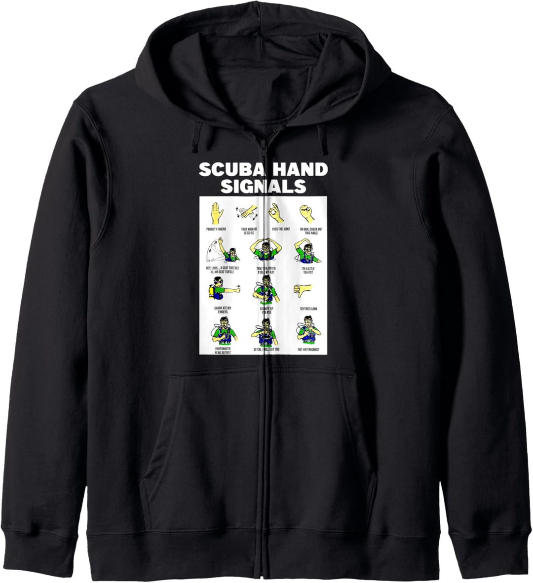 Scuba Hand Signals Taucher Unterwasser Schnorchel Meer Kapuzenjacke