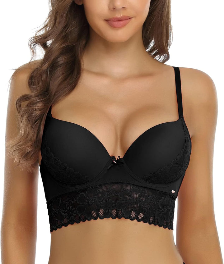 SHEKINI BH Damen mit Bügel Push Up BH mit Blumen Spitzen Schalen Bügel-BH T-Shirt Nahtloser BHS Sexy