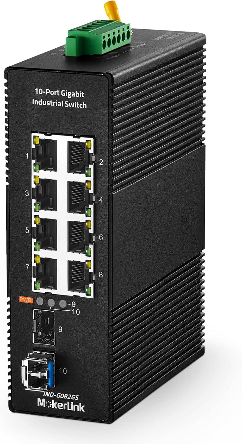 MokerLink 8 Port Gigabit Industrie DIN chienen Ethernet Switch, 2 SFP Ports mit 1 LC 20KM Modul, Nic