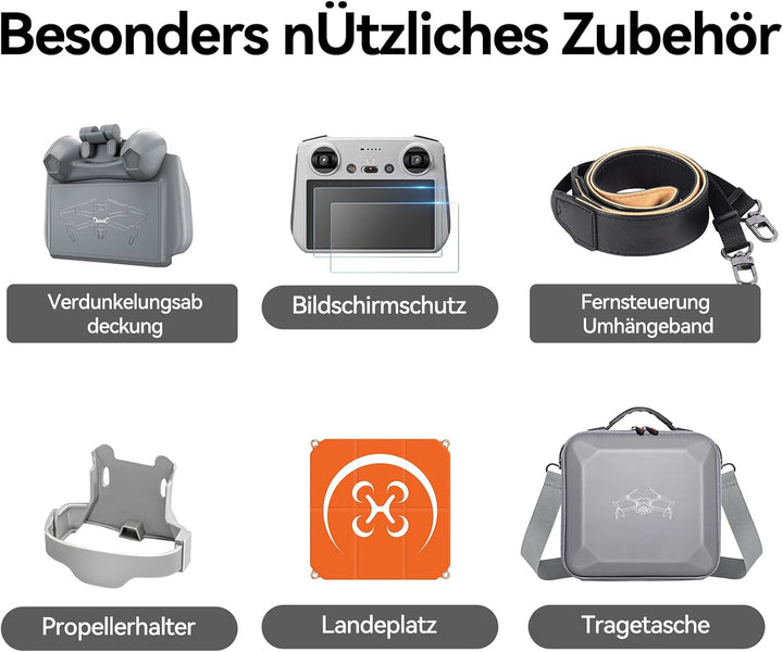 DJI Mini 4 Pro-Zubehörset, Aufbewahrungstasche, Lanyard, Drohnen-Propellerhalterung, Drohnen-Landepl