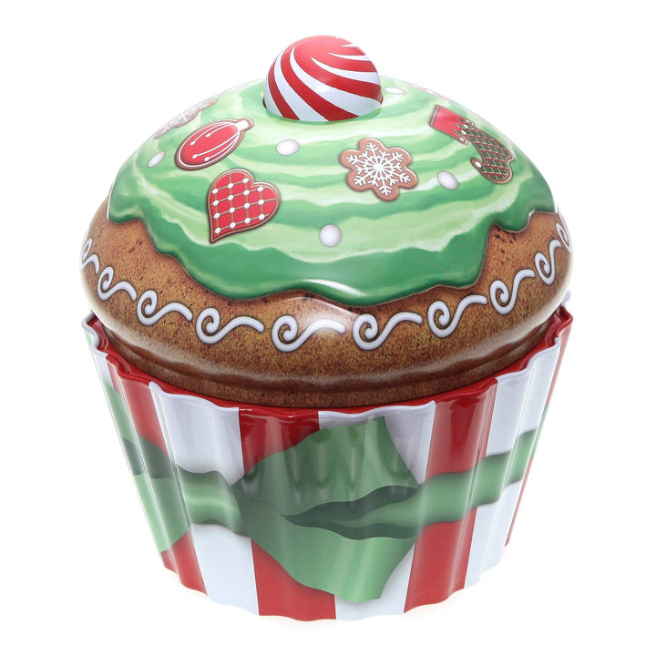 POWERHAUS24 Cup Cake Dose Merry Christmas, Keksdose, Muffindose, Aufbewahrung, Blechdose Vol. 1,5l i