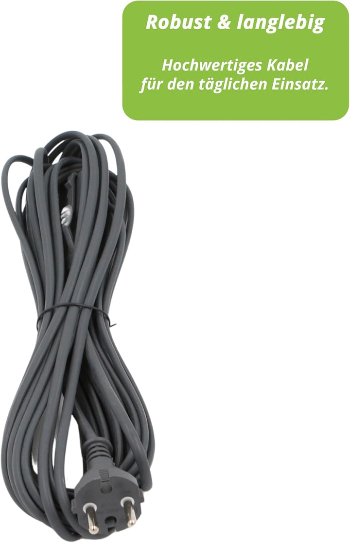 Kabel Stromkabel für Vorwerk Kobold 150 Staubsauger passend Länge 10m Dunkelgrau Für Vk150, Für Vk15