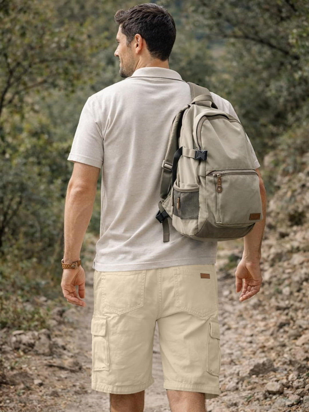 JMIERR Kurze Hosen Herren Baumwolle Cargo Shorts Herren Sommer Freizeithose mit Taschen S E Apricot,