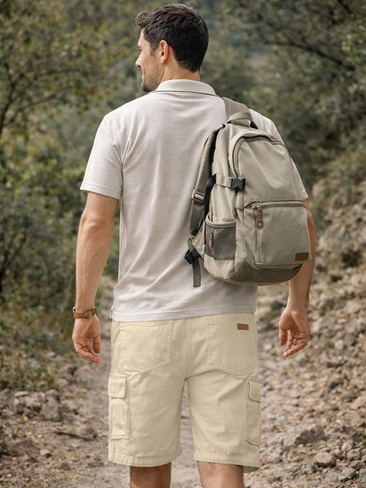 JMIERR Kurze Hosen Herren Baumwolle Cargo Shorts Herren Sommer Freizeithose mit Taschen S E Apricot,