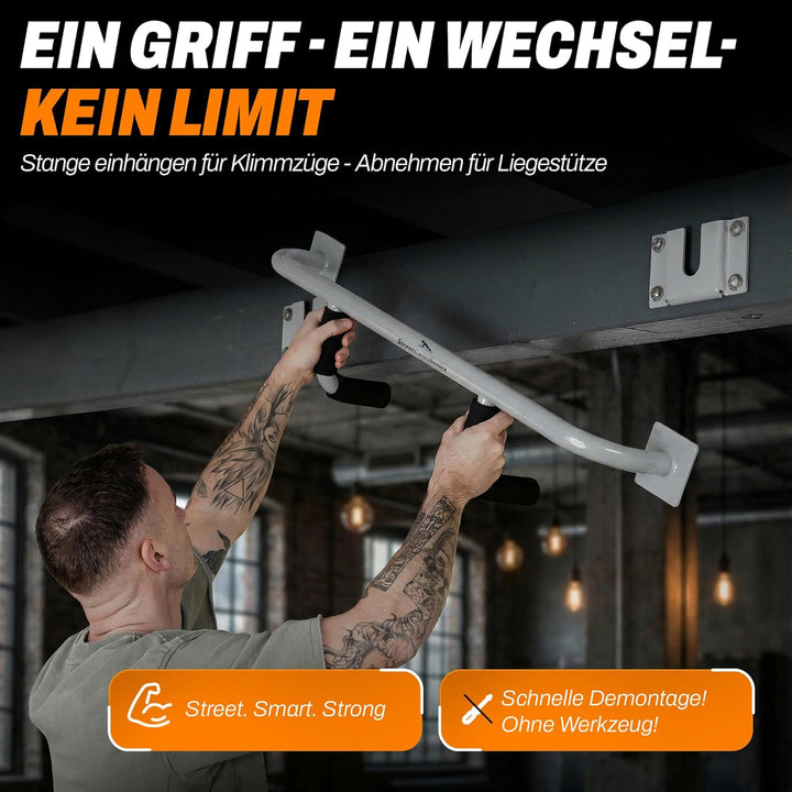 DuoBar Klimmzugstange [Wandmontage Abnehmbar] Calisthenics Equipment Homegym für Zuhause Pull Up Bar