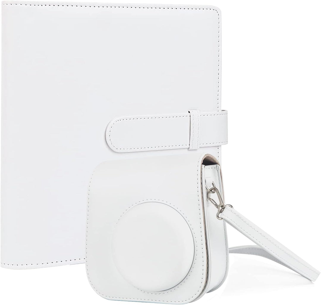 Crefotu Tasche Hülle mit 256 Taschen Fotoalbum für für Fujifilm Instax Mini 12 Sofortbildkamera (Wei