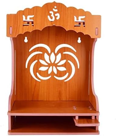 MS Enterprise Wandbehang aus Holz mit Mandir-Puja-Motiv, Dekoration für das Büro oder Zuhause, Schwa