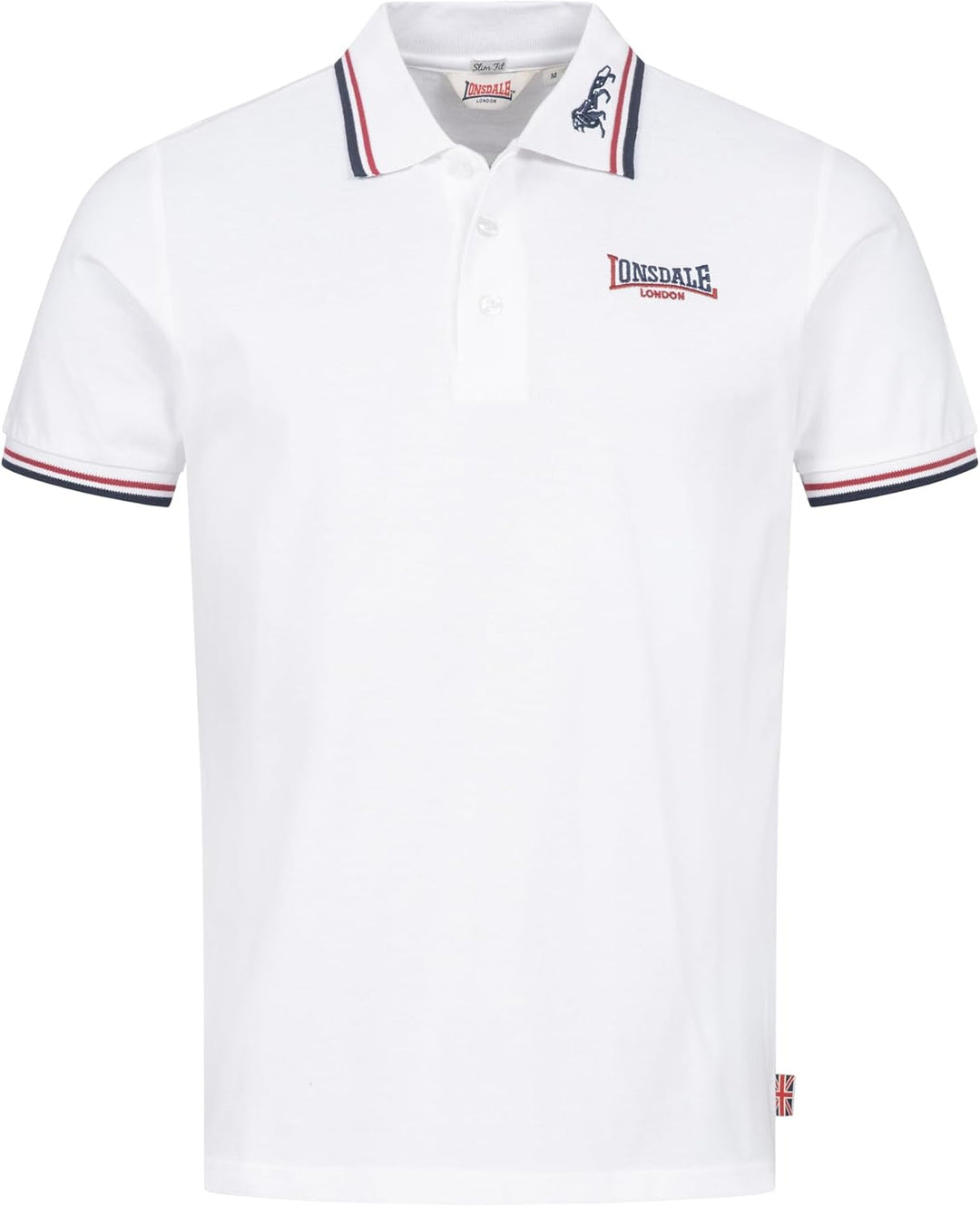 Lonsdale Herren Poloshirt schmale Passform Lion White/Dark Red/Navy XXL, White/Dark Red/Navy XXL