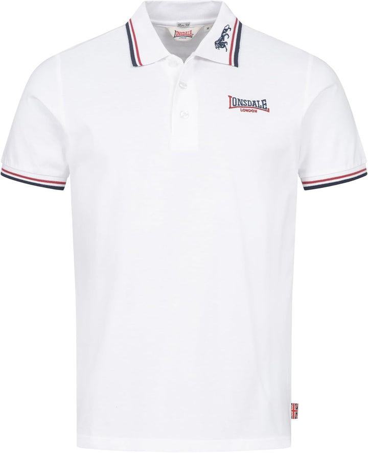 Lonsdale Herren Poloshirt schmale Passform Lion White/Dark Red/Navy XXL, White/Dark Red/Navy XXL