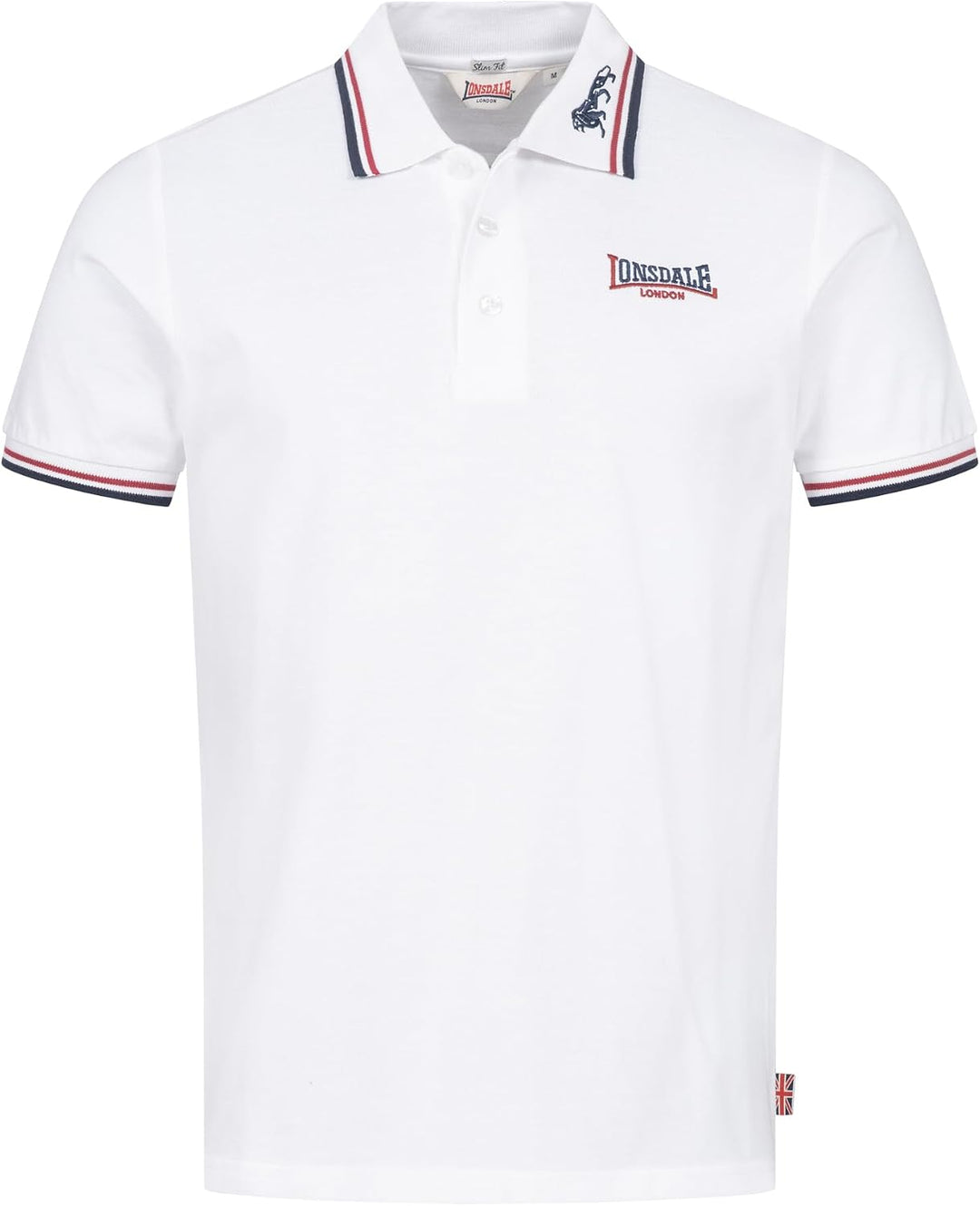 Lonsdale Herren kurzarm Polohemd Lion, White/Dark Red/Navy